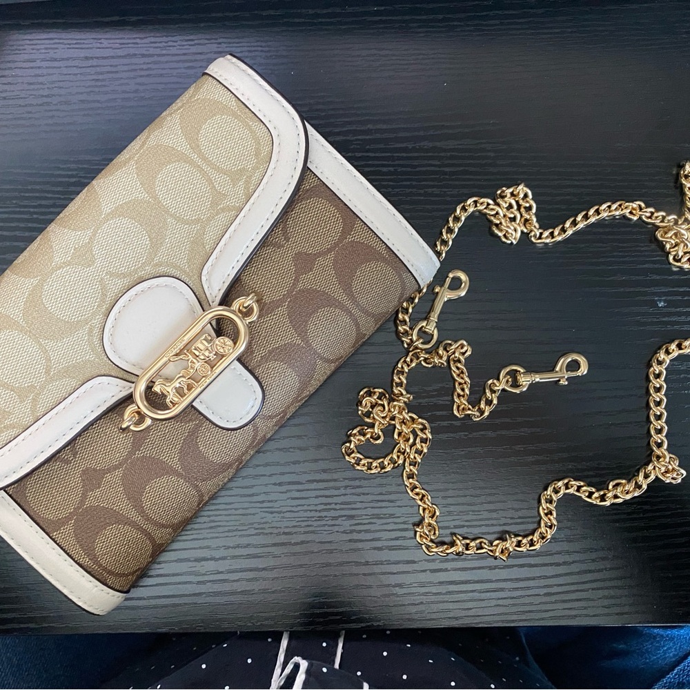 Coach Womens Signature Blocking Exotic Mix Jade Chain Crossbody